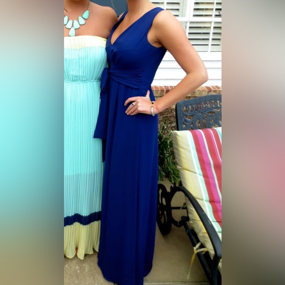BCBGMaxazria Blue Chiffon Gown
